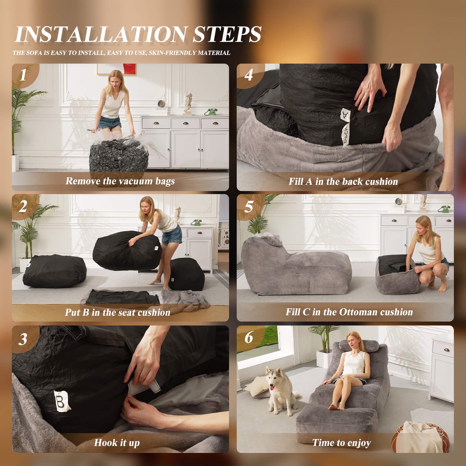 HABUTWAY® Recliner Sofa with Footrest