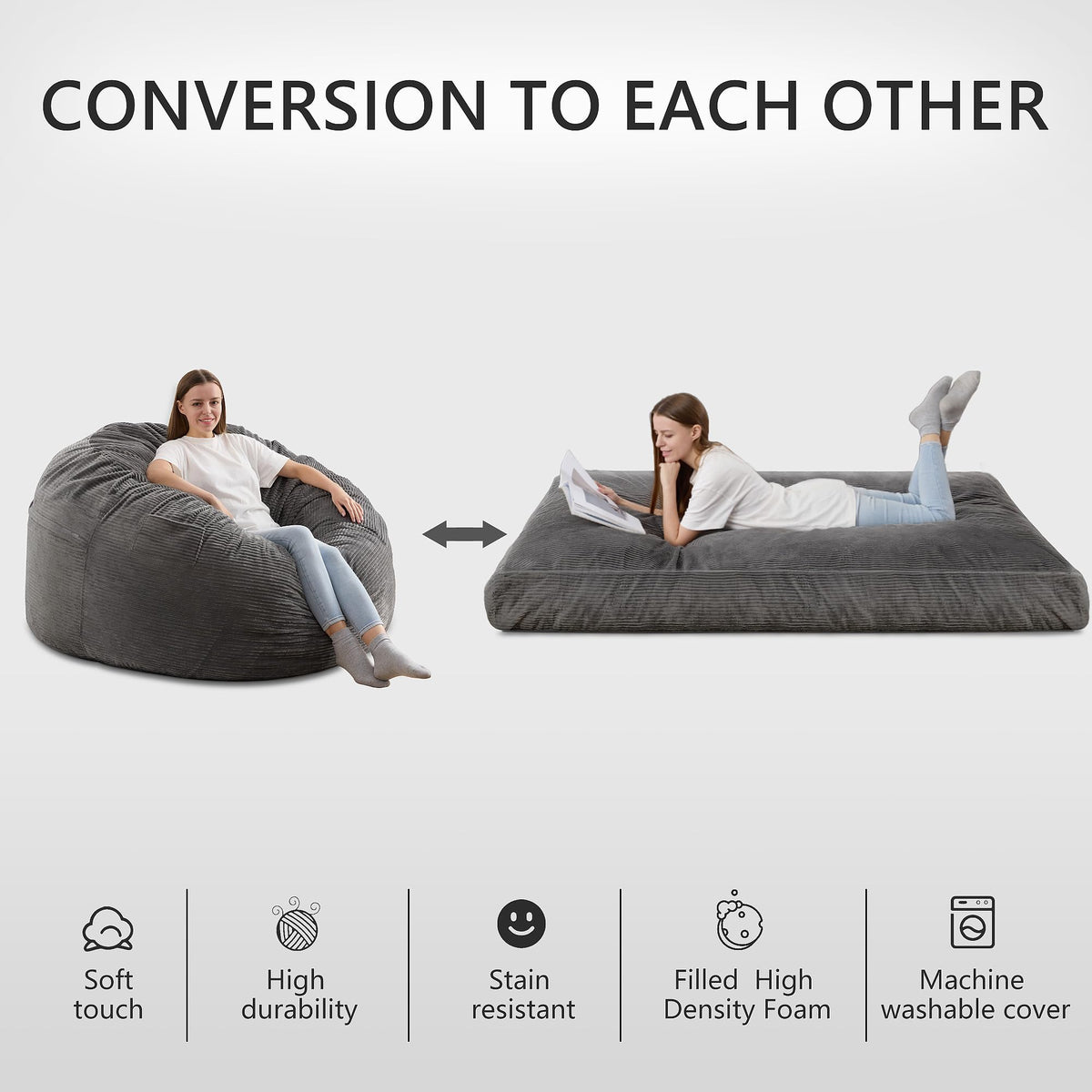 HABUTWAY® Convertible Bean Bag Chair