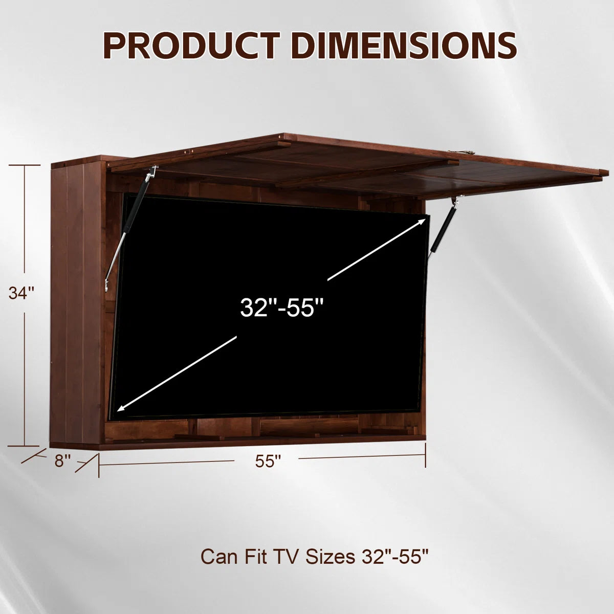 HABUTWAY Solid Wood Outdoor TV Enclosure for 32-55" TVs, Weatherproof Cabinet with Wall Mount & Oxford Cover, Walnut