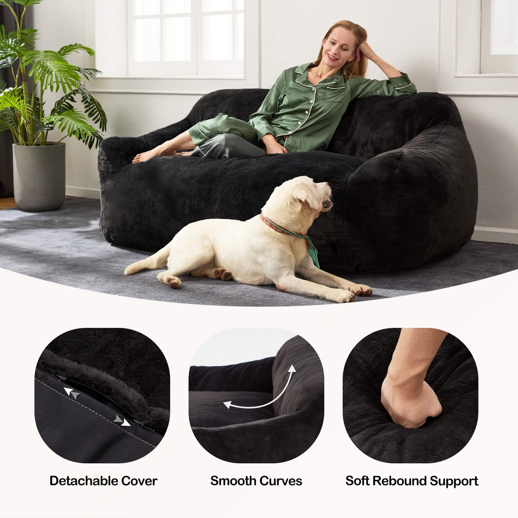 HABUTWAY® Giant Foam-Filled BeanBag Sofa