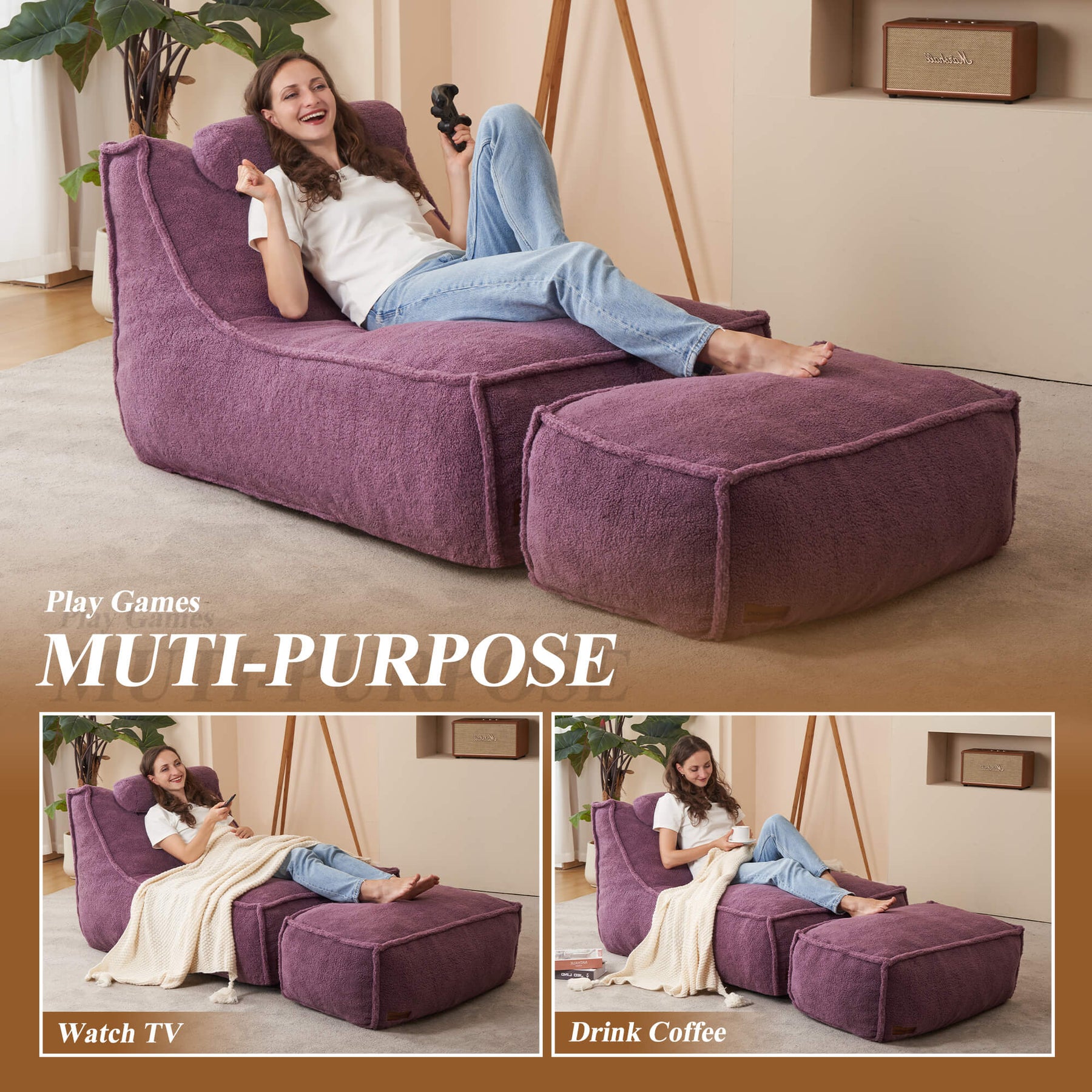 HABUTWAY® Recliner Sofa with Footrest