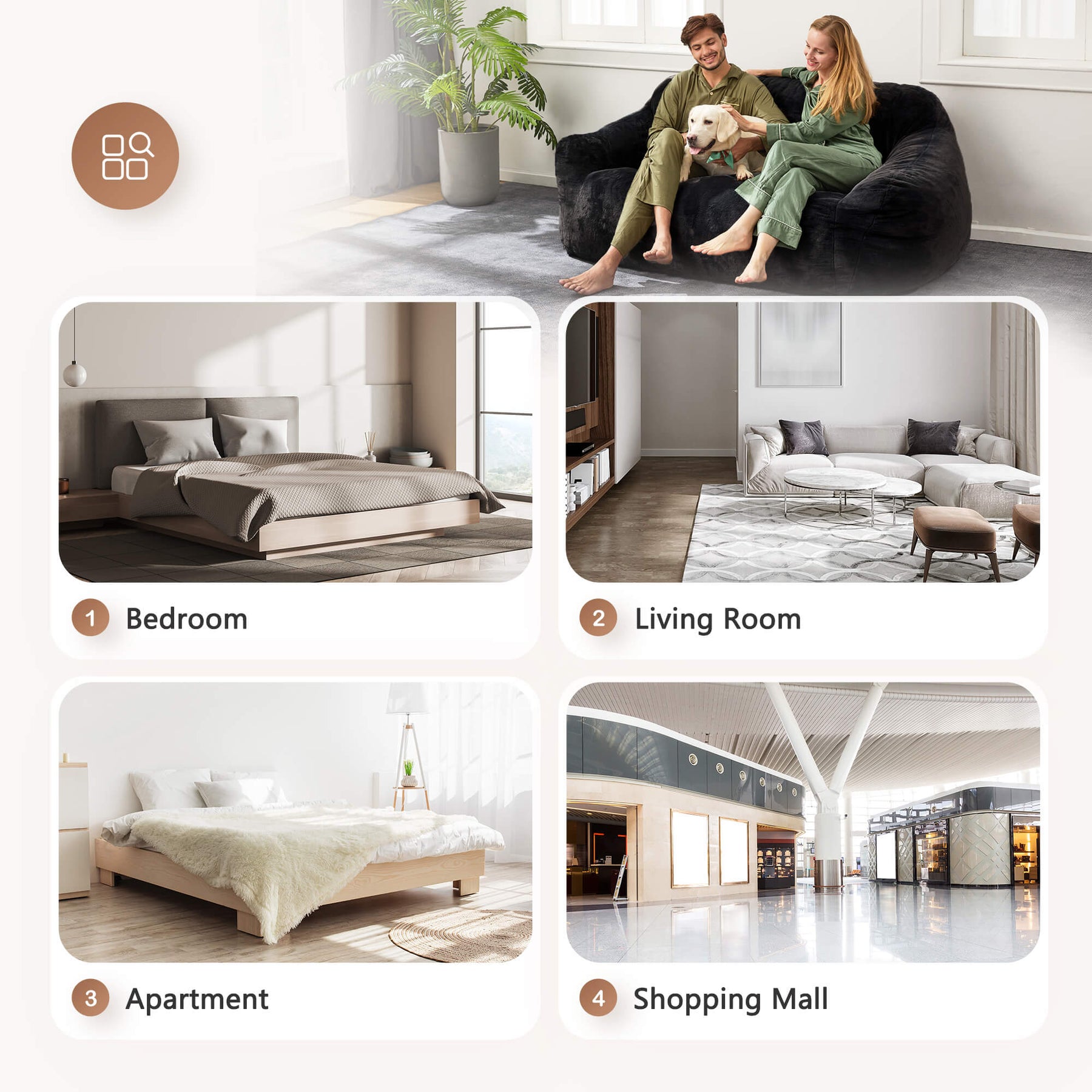 HABUTWAY® Giant Foam-Filled BeanBag Sofa