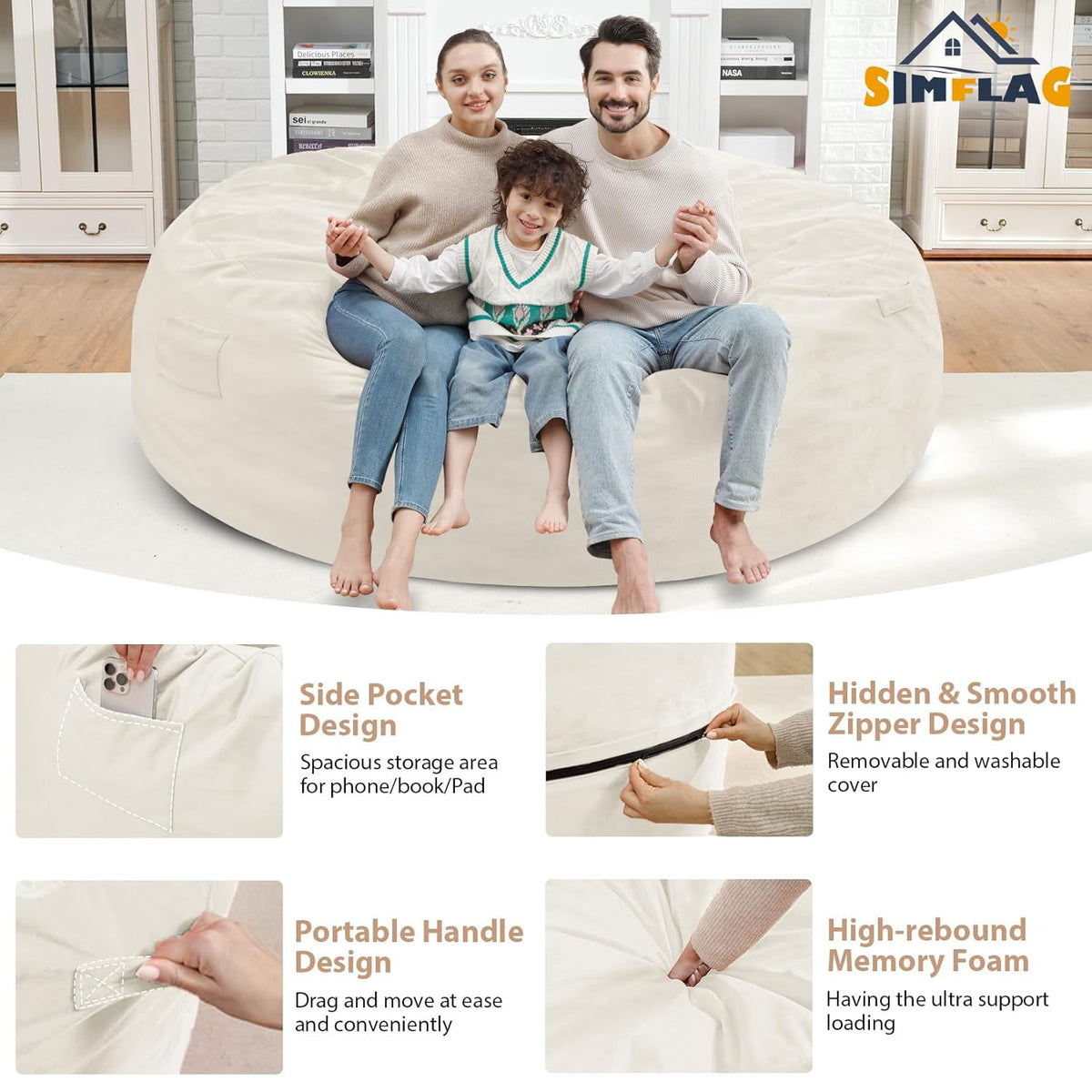 HABUTWAY® 7FT Dutch Velvet Bean Bag Chair