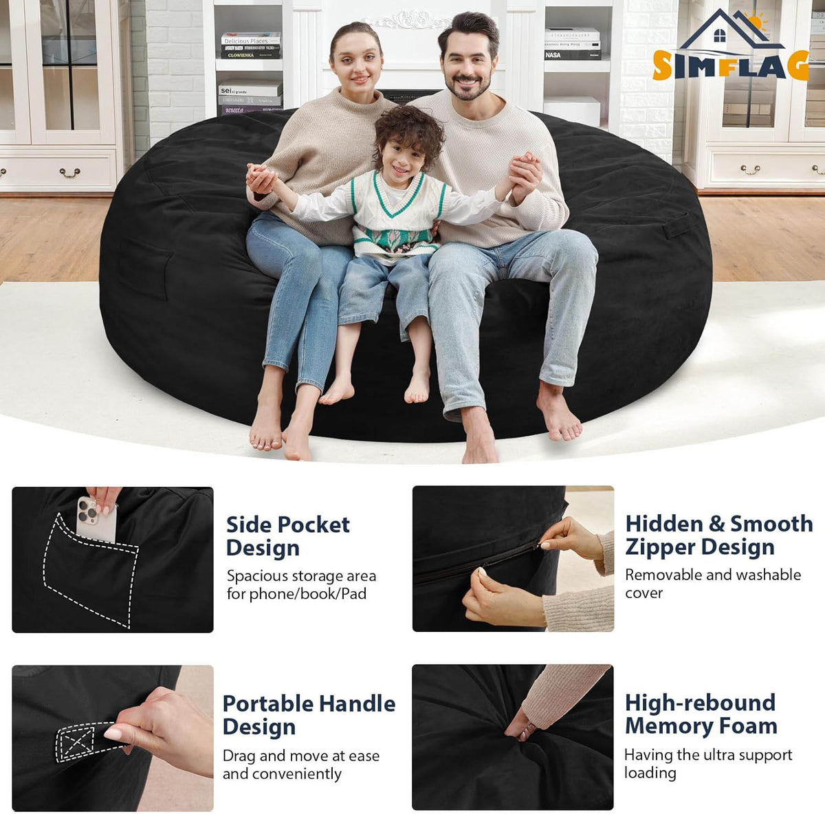 HABUTWAY® 7FT Dutch Velvet Bean Bag Chair