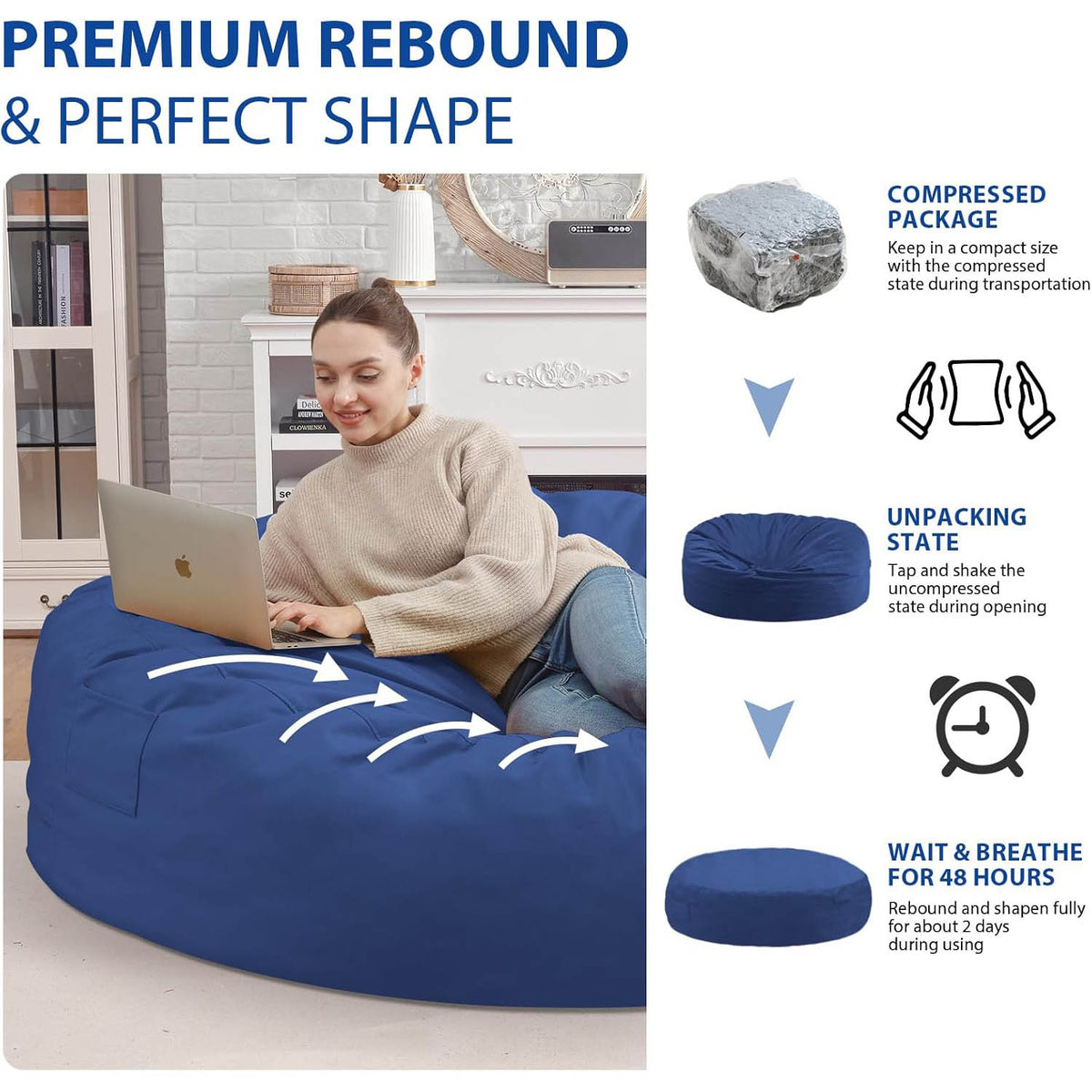 HABUTWAY® Dutch Velvet Bean Bag Chair New