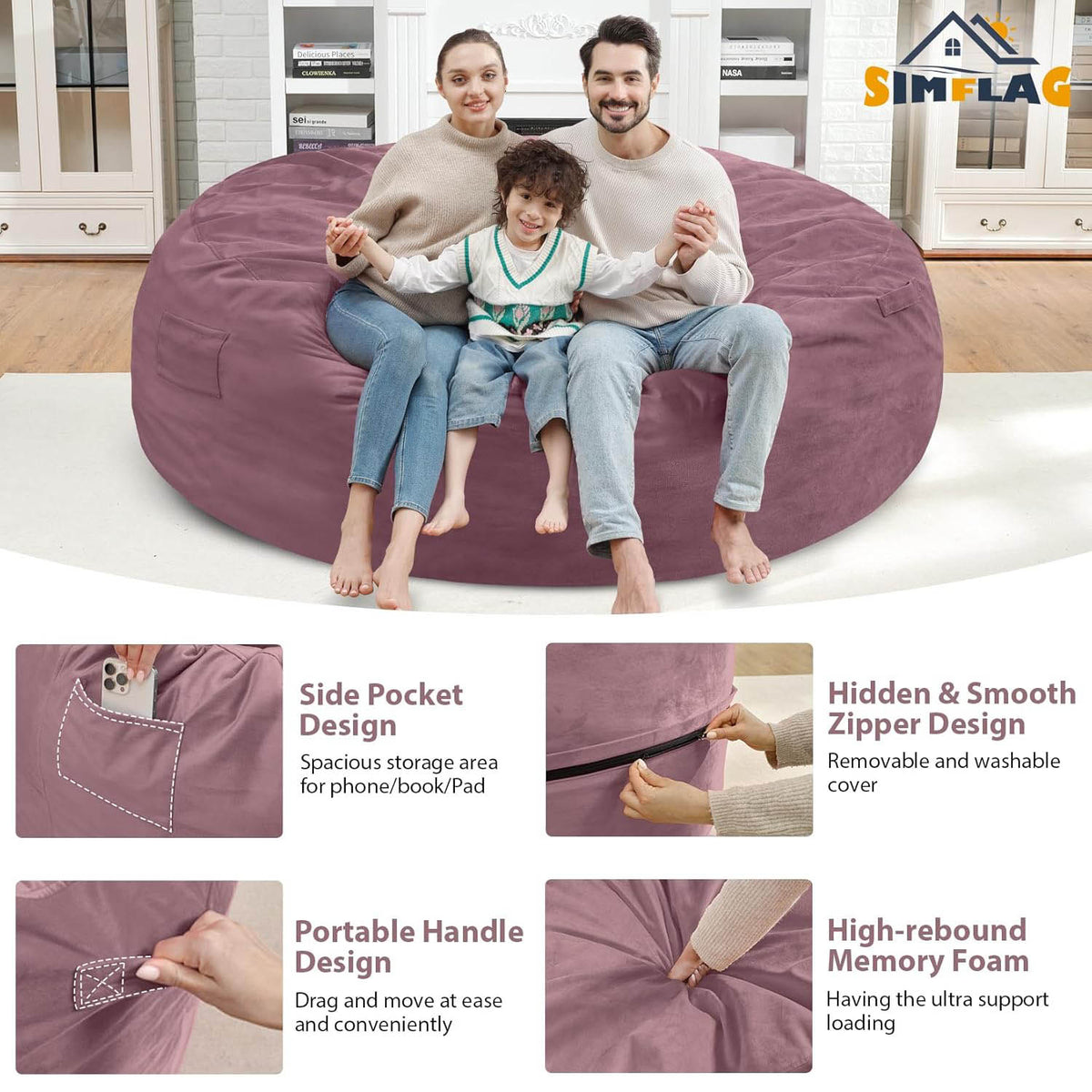 HABUTWAY® Dutch Velvet Bean Bag Chair New