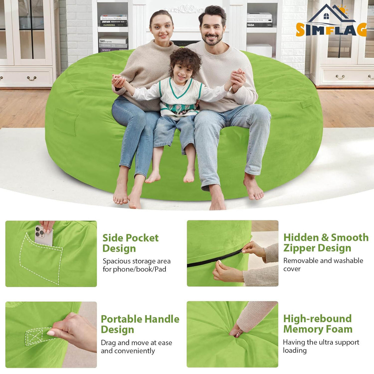 HABUTWAY® 7FT Dutch Velvet Bean Bag Chair