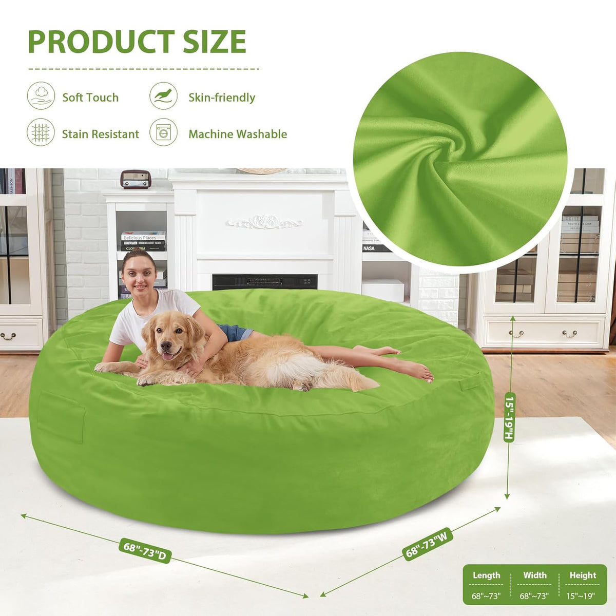 HABUTWAY® Dutch Velvet Bean Bag Chair New