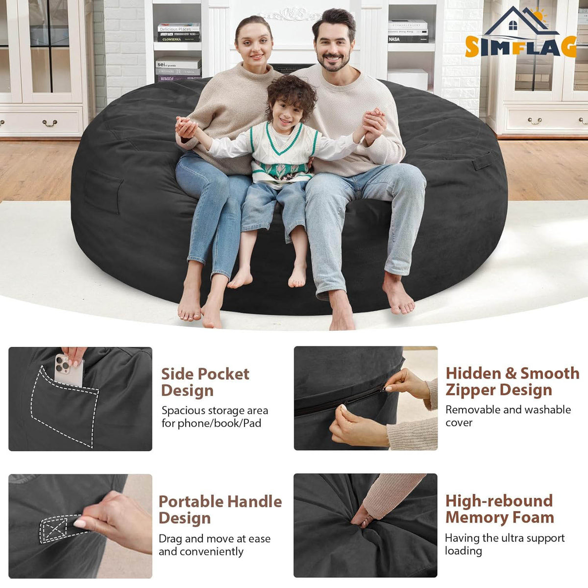 HABUTWAY® 7FT Dutch Velvet Bean Bag Chair