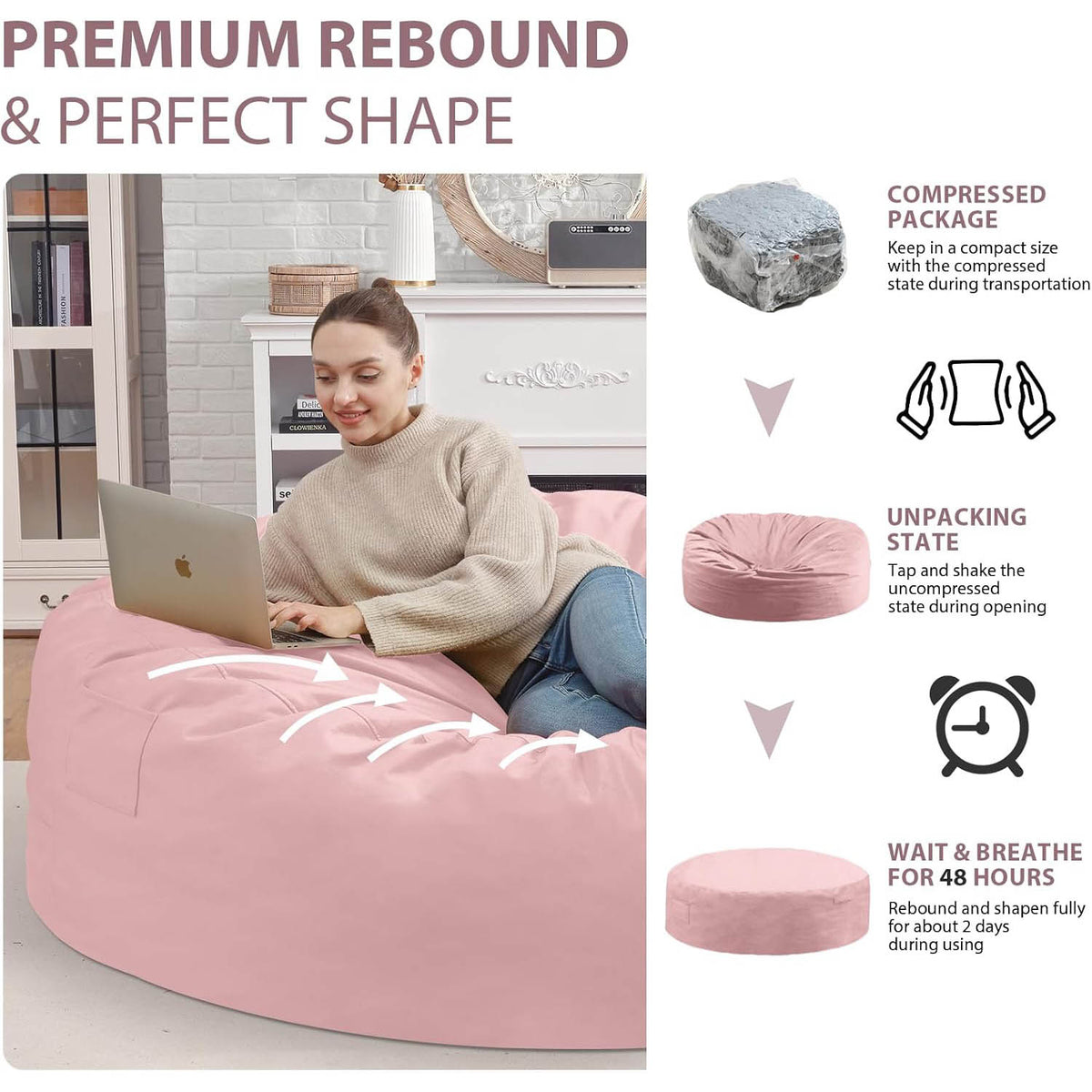HABUTWAY® 7FT Dutch Velvet Bean Bag Chair