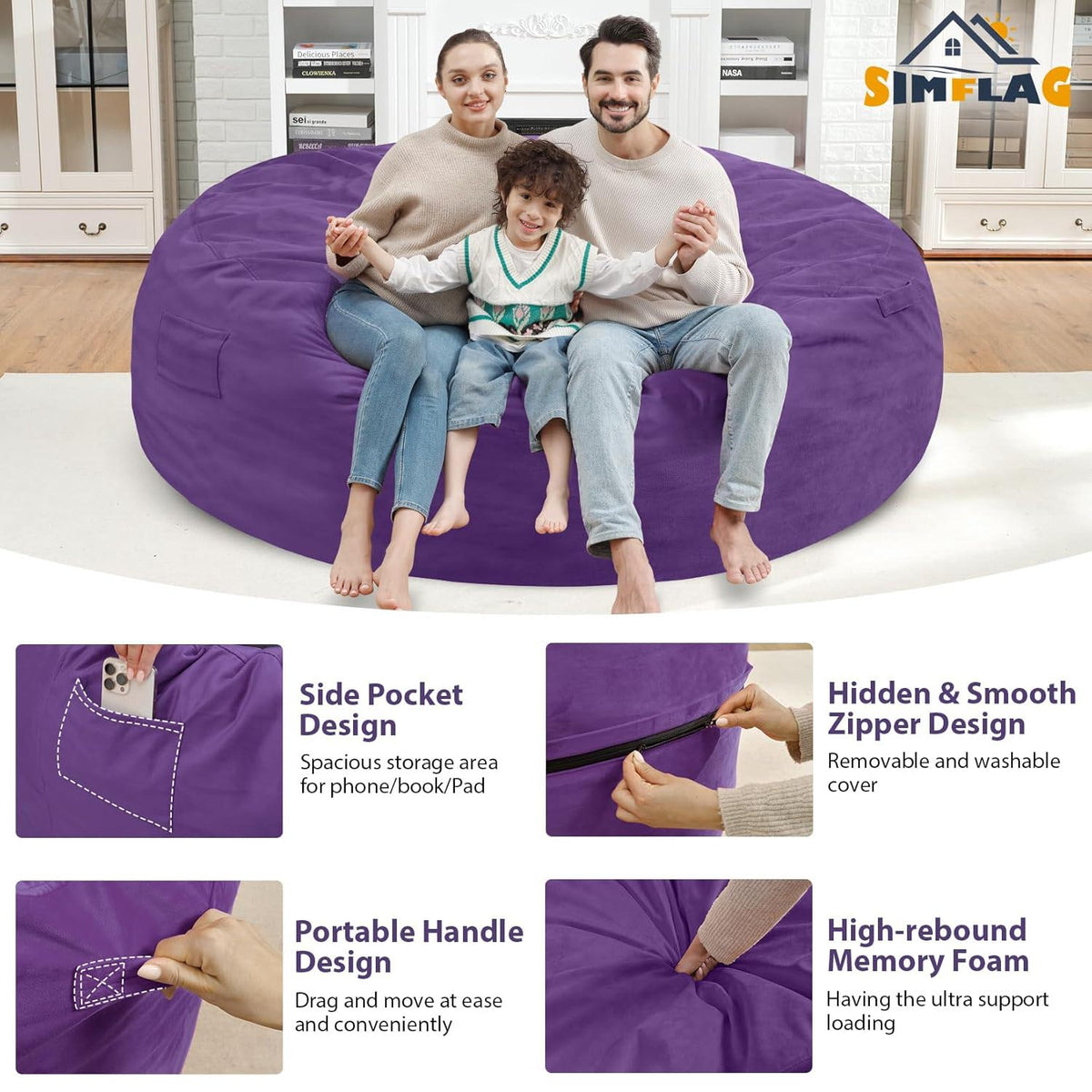 HABUTWAY® 7FT Dutch Velvet Bean Bag Chair