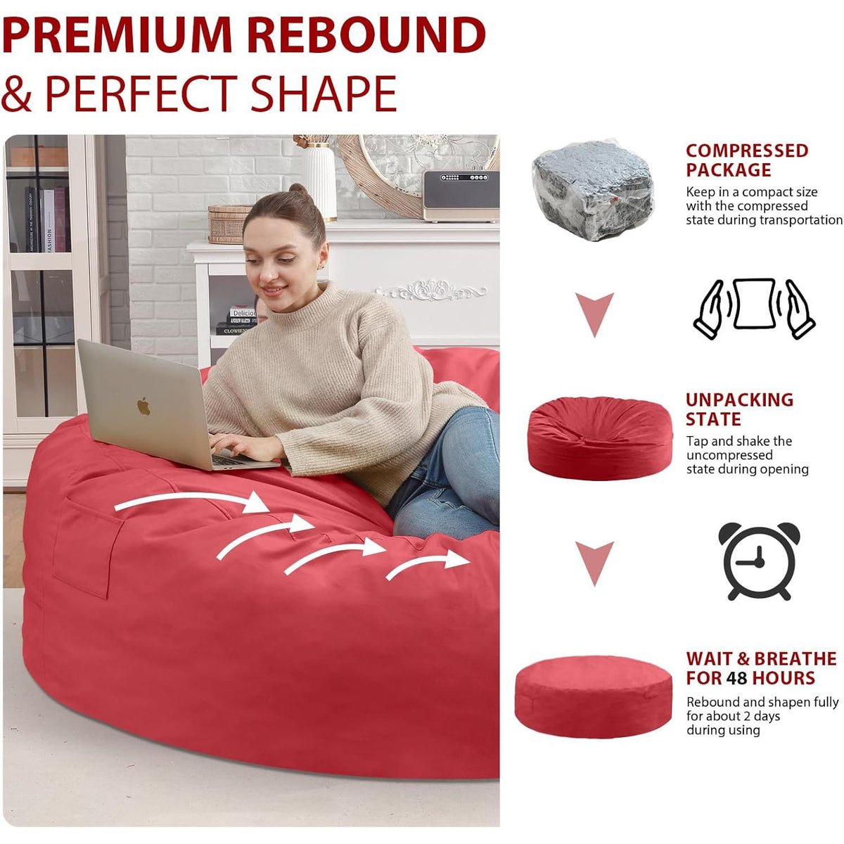 HABUTWAY® Dutch Velvet Bean Bag Chair New