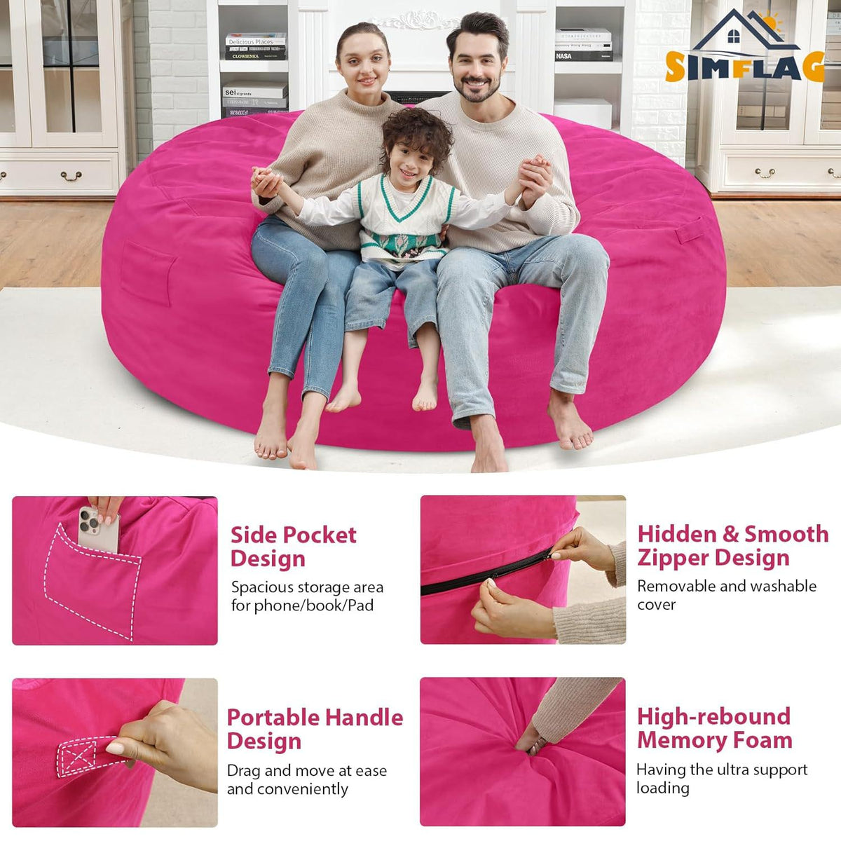 HABUTWAY® 7FT Dutch Velvet Bean Bag Chair