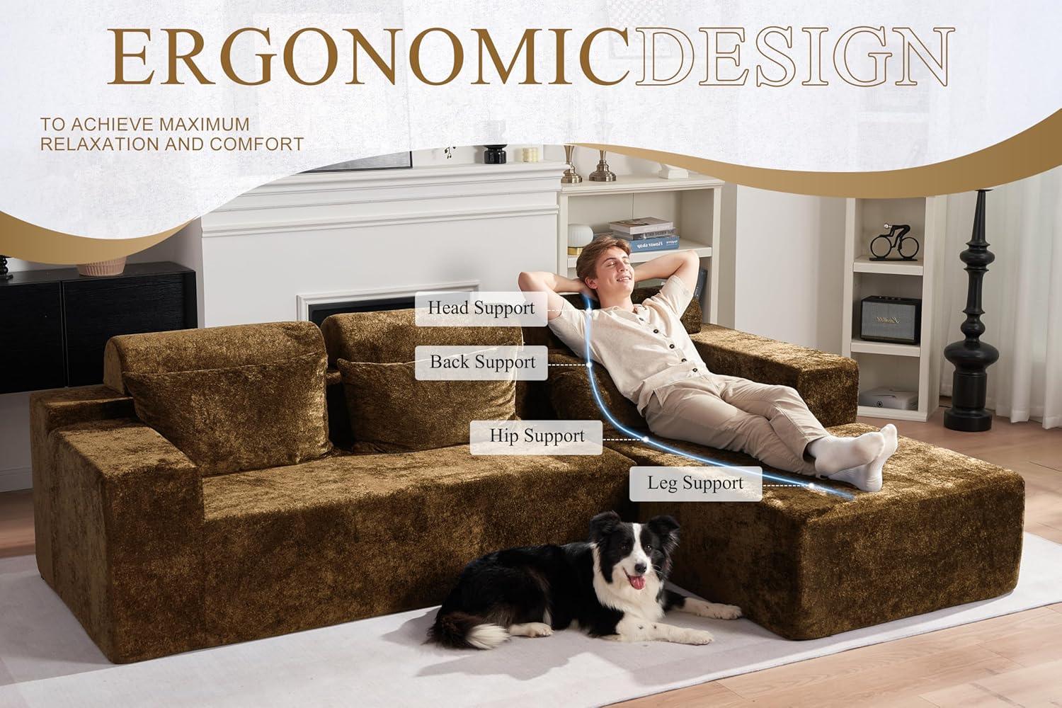 HABUTWAY®L-Shape Modular Sectional Sofa Couch