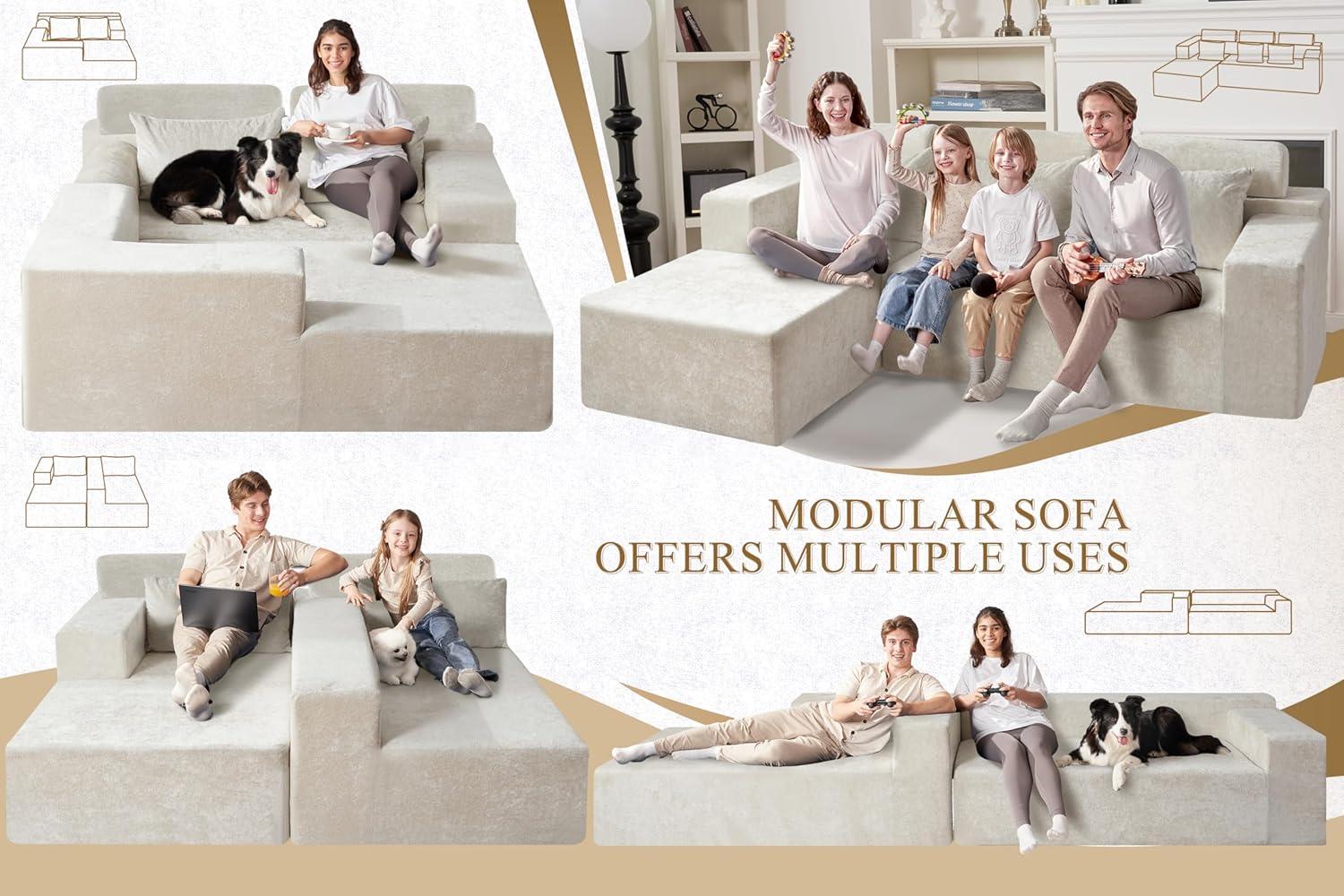 HABUTWAY®L-Shape Modular Sectional Sofa Couch
