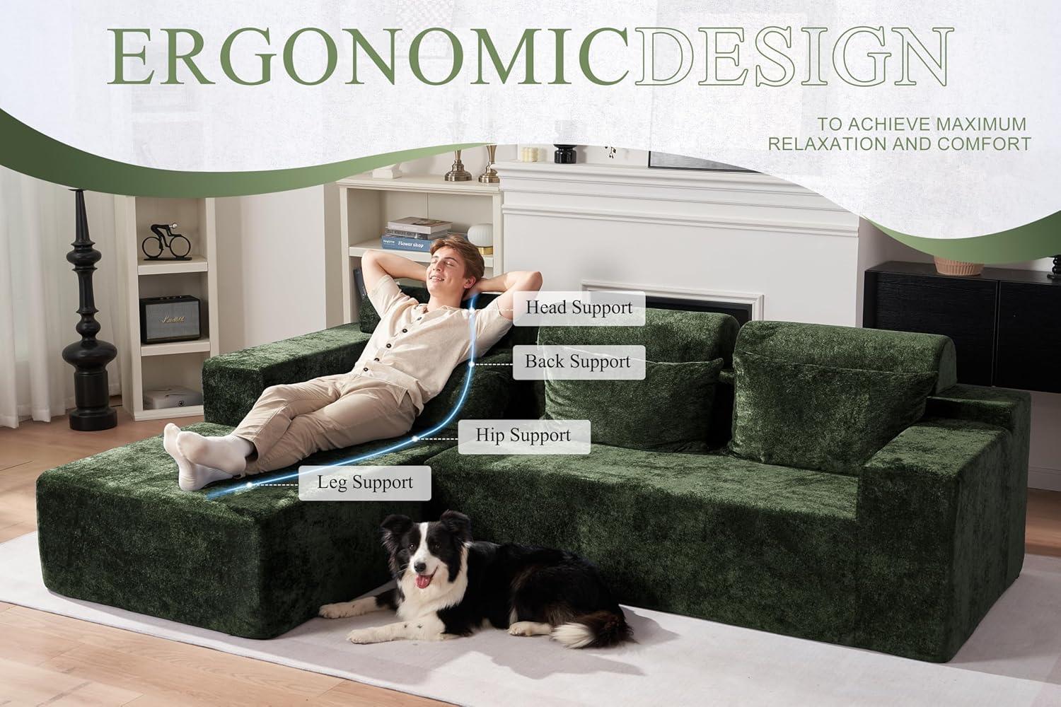 HABUTWAY®L-Shape Modular Sectional Sofa Couch