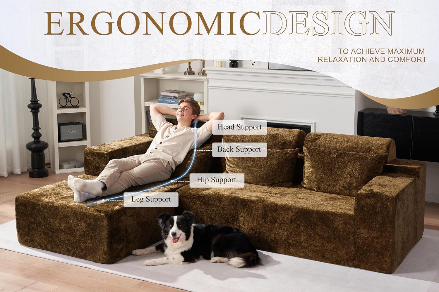 HABUTWAY®L-Shape Modular Sectional Sofa Couch