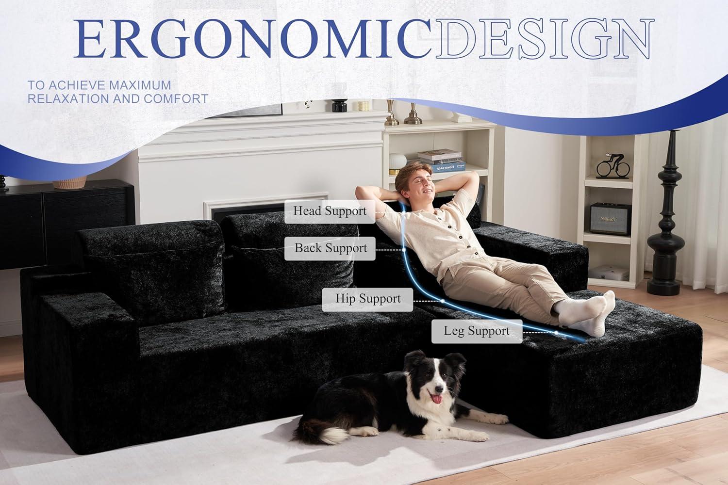 HABUTWAY®L-Shape Modular Sectional Sofa Couch
