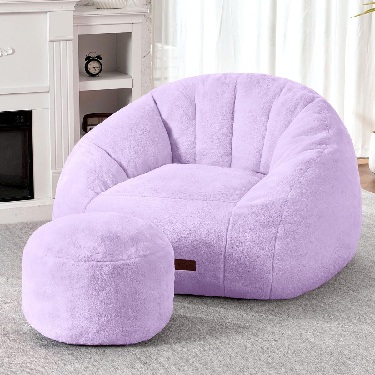 HABUTWAY® Comfy Faux Fur Shell-Shaped Bean Bag Couch