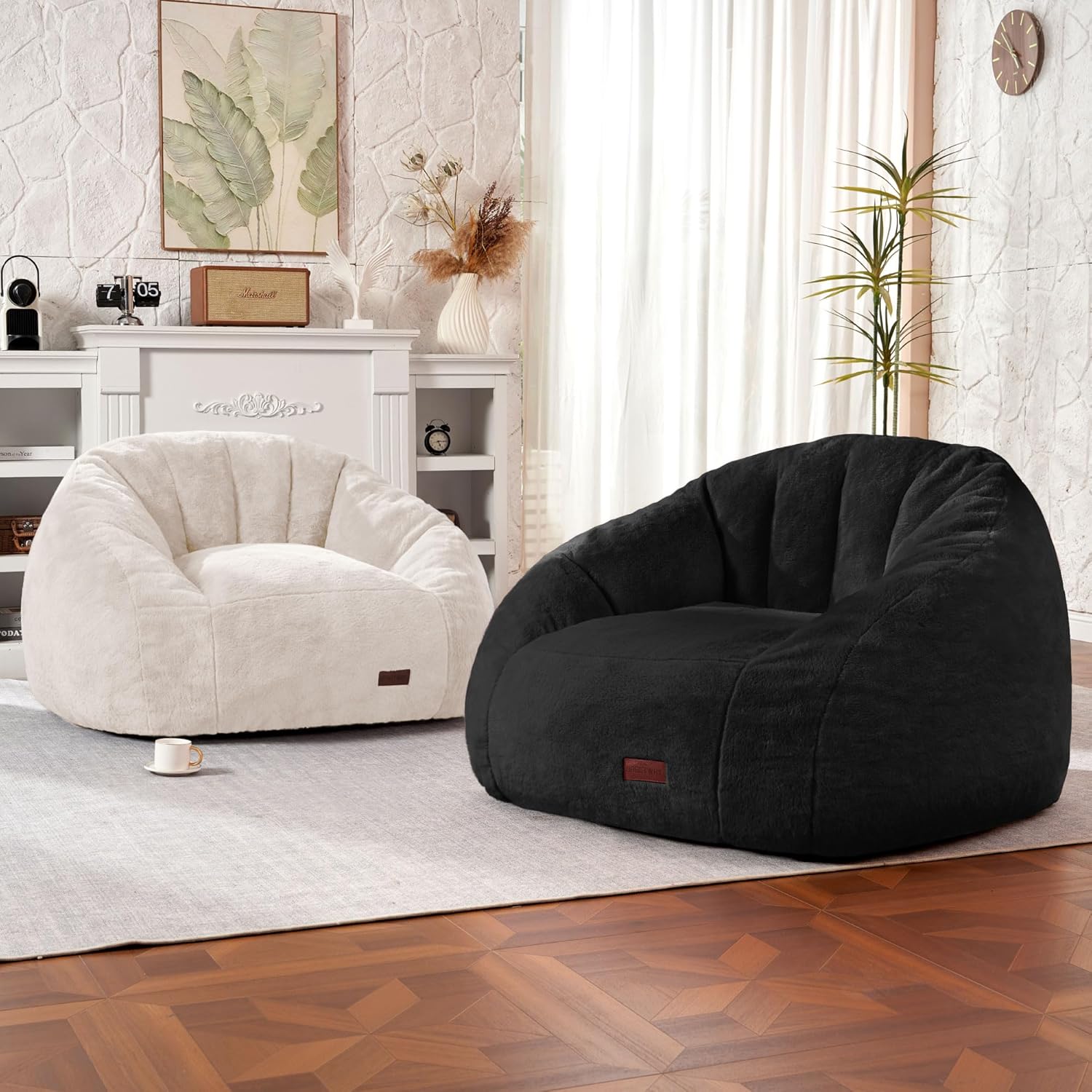 HABUTWAY® Comfy Faux Fur Shell-Shaped Bean Bag Couch