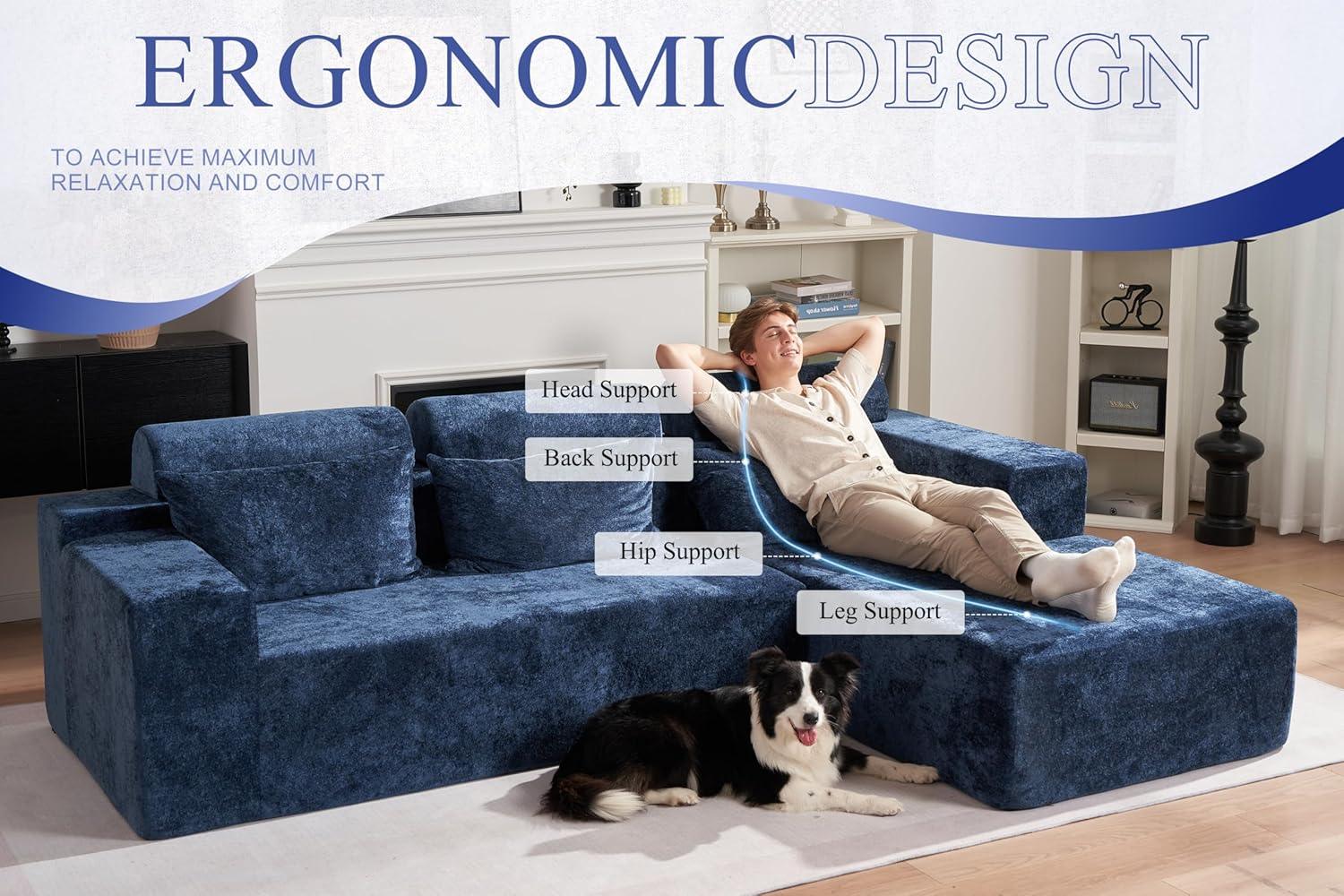 HABUTWAY®L-Shape Modular Sectional Sofa Couch