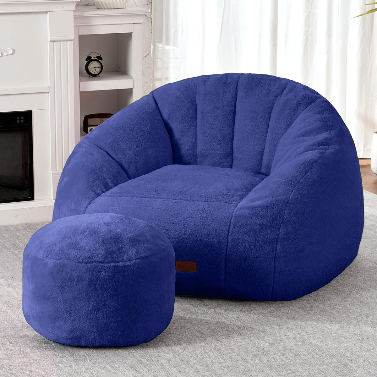 HABUTWAY® Comfy Faux Fur Shell-Shaped Bean Bag Couch
