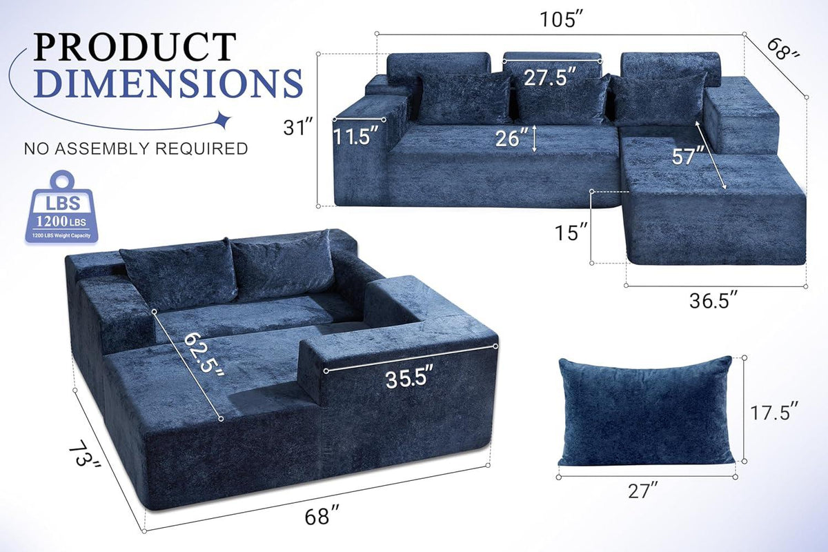 HABUTWAY®L-Shape Modular Sectional Sofa Couch