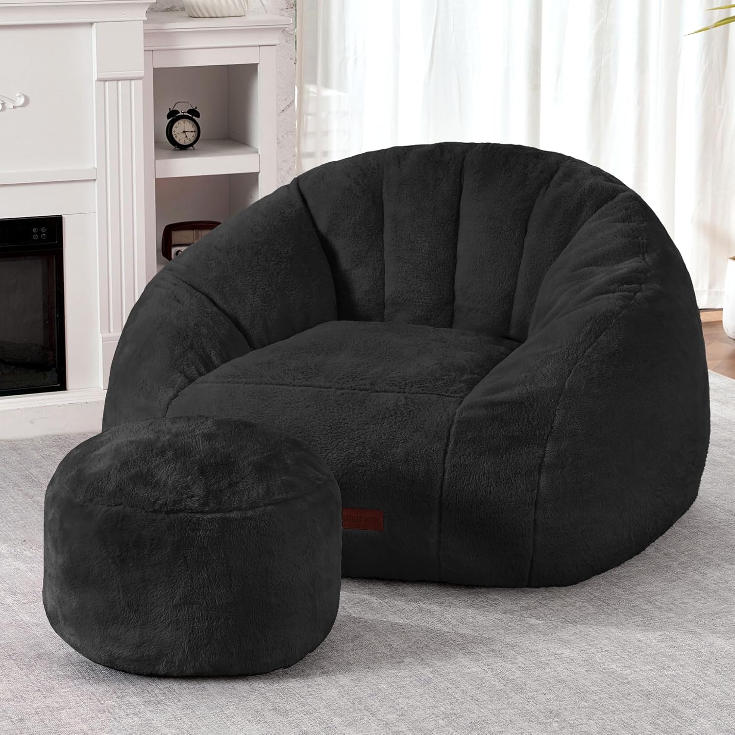 HABUTWAY® Comfy Faux Fur Shell-Shaped Bean Bag Couch