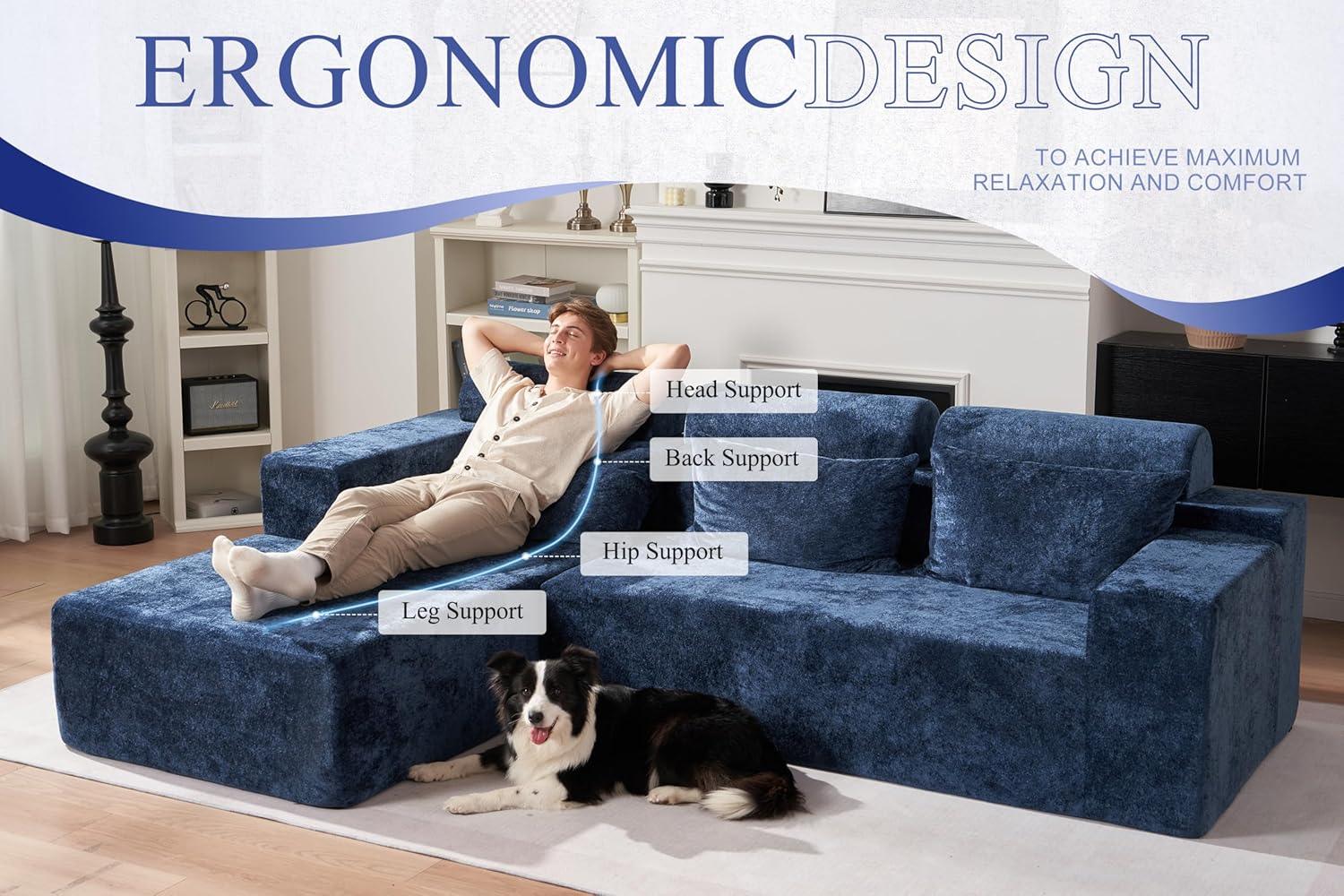 HABUTWAY®L-Shape Modular Sectional Sofa Couch