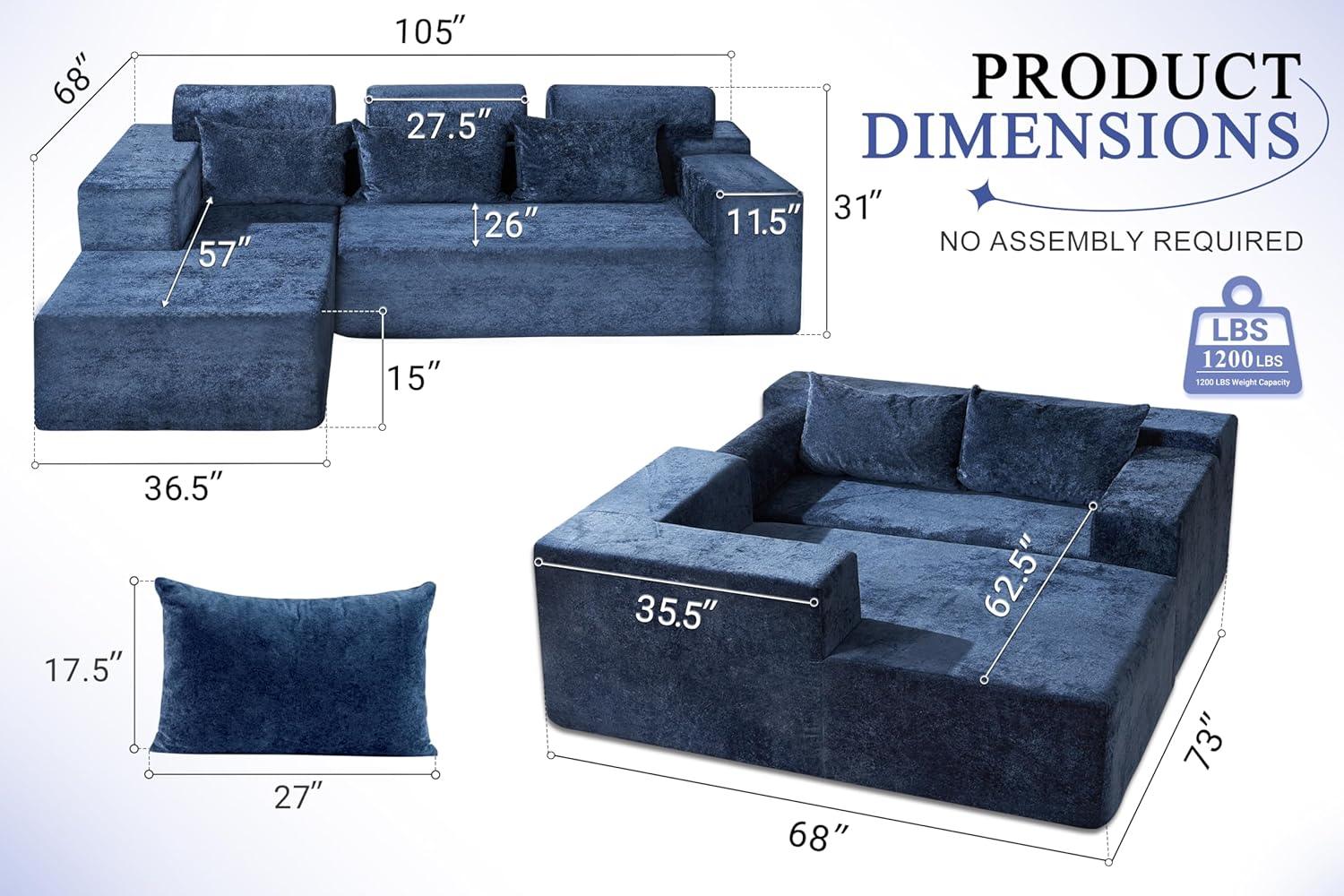 HABUTWAY®L-Shape Modular Sectional Sofa Couch