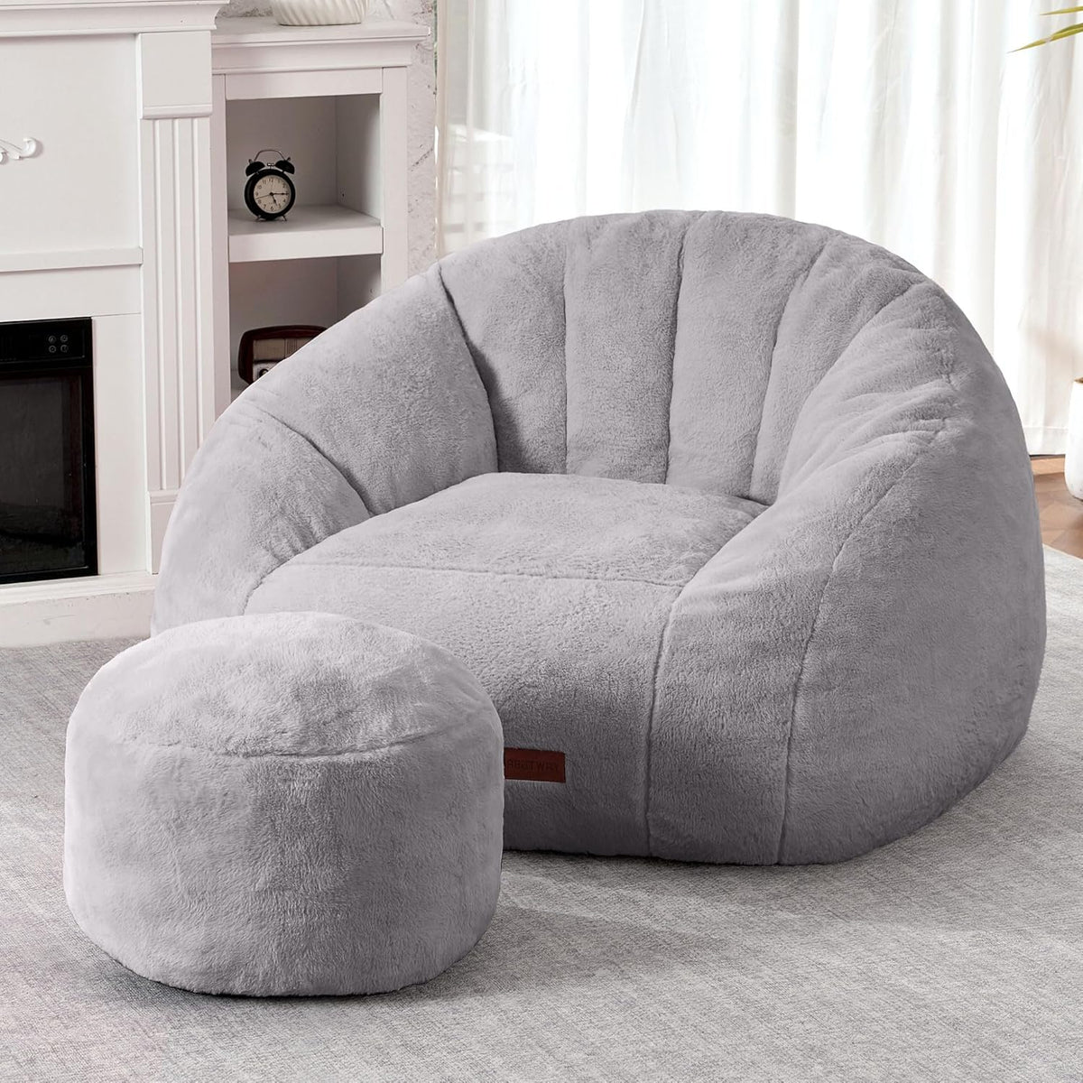 HABUTWAY® Comfy Faux Fur Shell-Shaped Bean Bag Couch