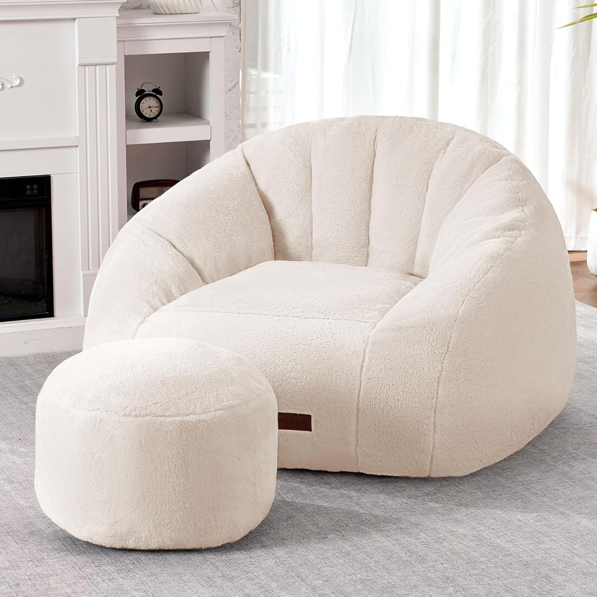 HABUTWAY® Comfy Faux Fur Shell-Shaped Bean Bag Couch