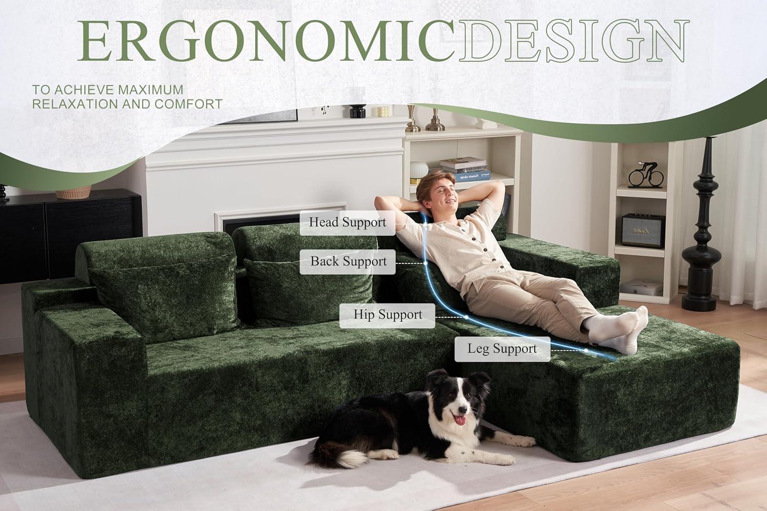 HABUTWAY®L-Shape Modular Sectional Sofa Couch