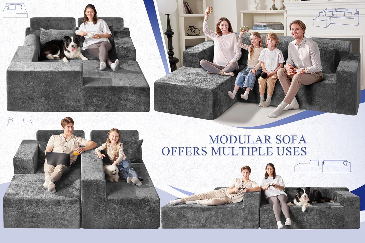 HABUTWAY®L-Shape Modular Sectional Sofa Couch