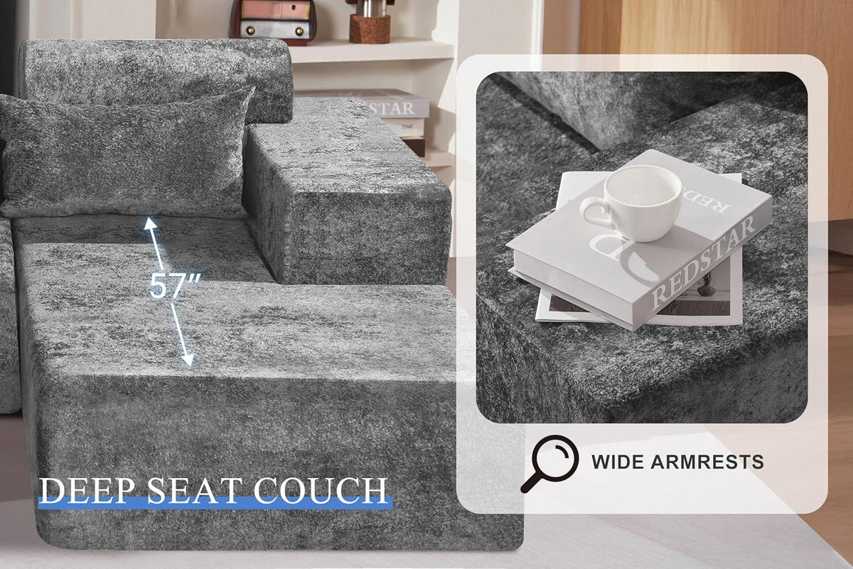 HABUTWAY®L-Shape Modular Sectional Sofa Couch