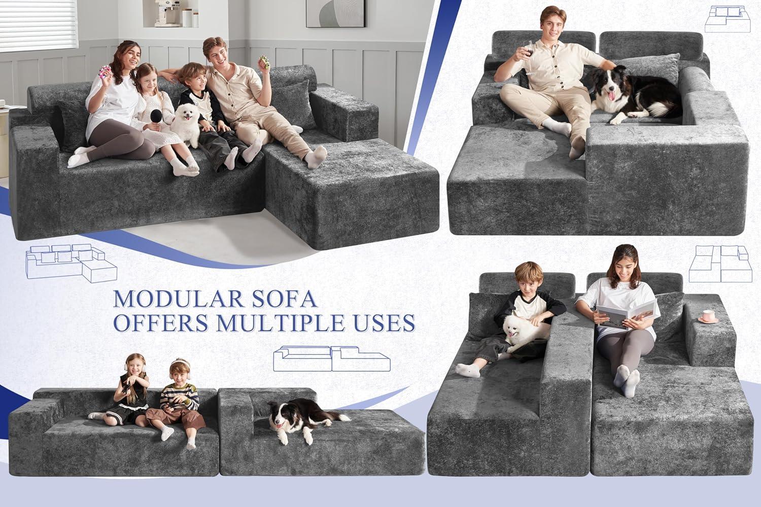 HABUTWAY®L-Shape Modular Sectional Sofa Couch