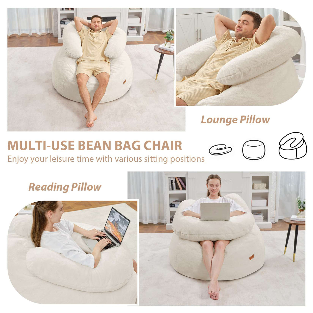 HABUTWAY® Bean Bag Chair with U-Shaped Pillow
