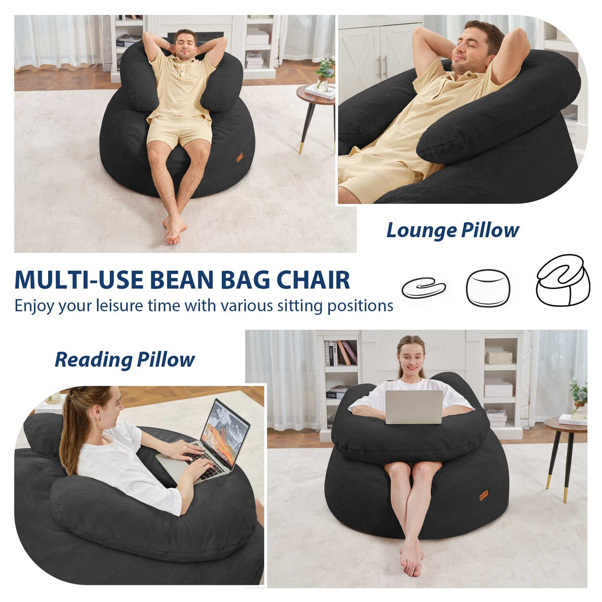HABUTWAY® Bean Bag Chair with U-Shaped Pillow