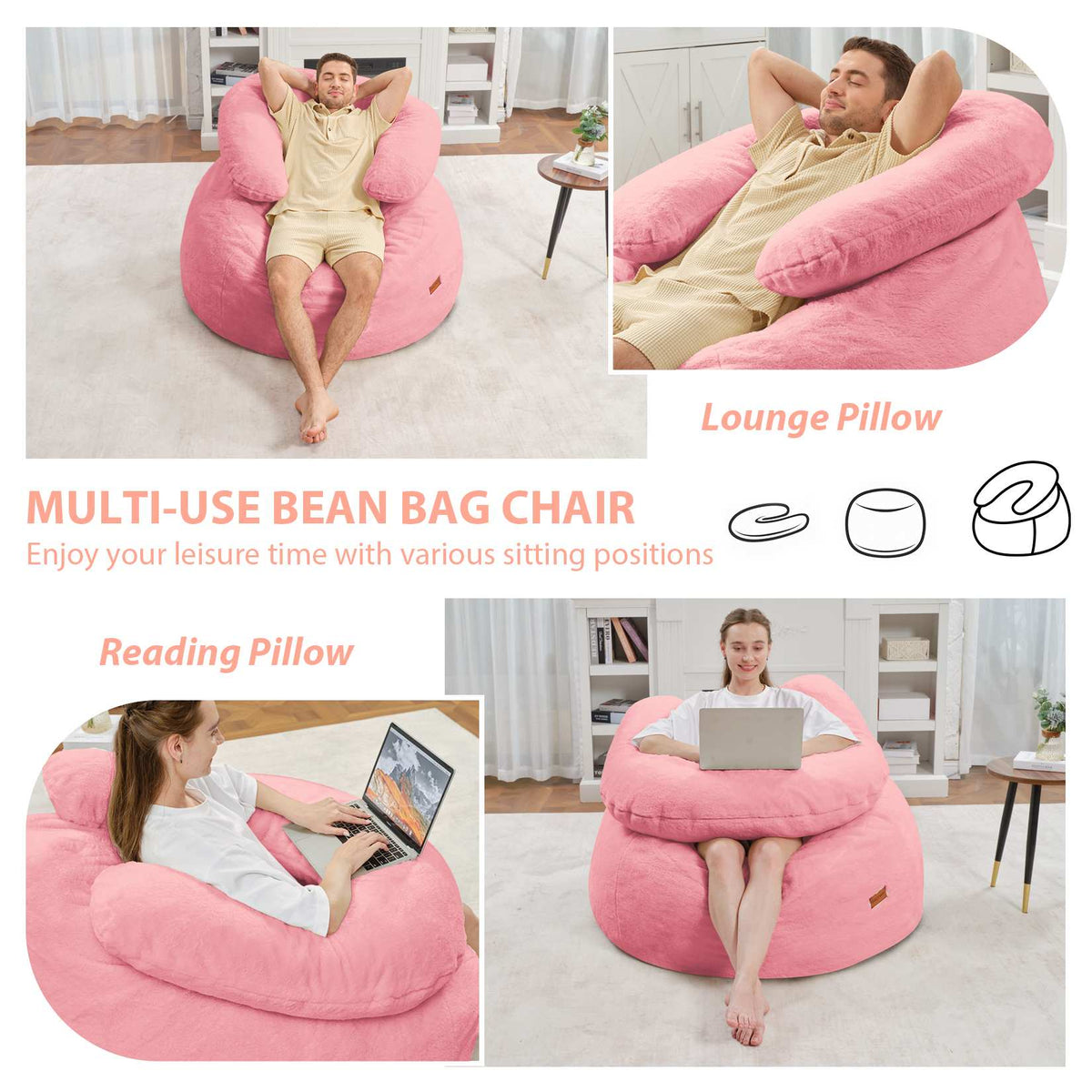 HABUTWAY® Bean Bag Chair with U-Shaped Pillow