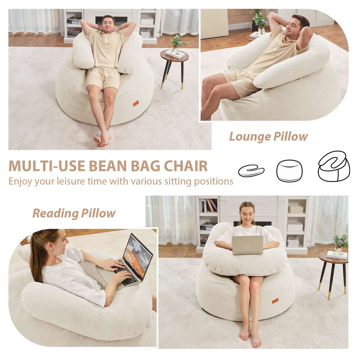 HABUTWAY® Bean Bag Chair with U-Shaped Pillow