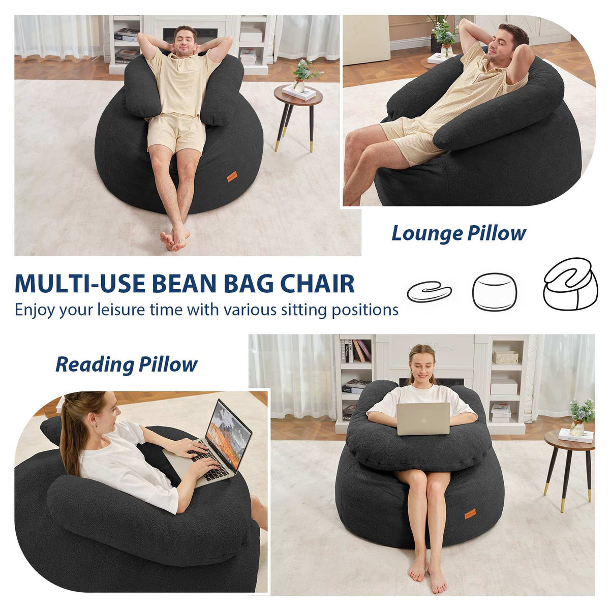 HABUTWAY® Bean Bag Chair with U-Shaped Pillow