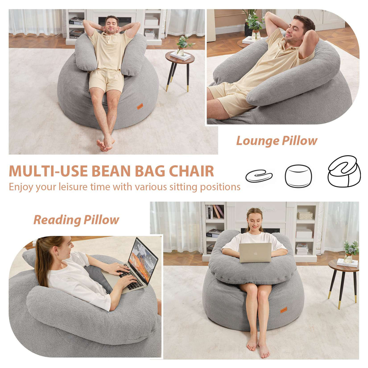 HABUTWAY® Bean Bag Chair with U-Shaped Pillow
