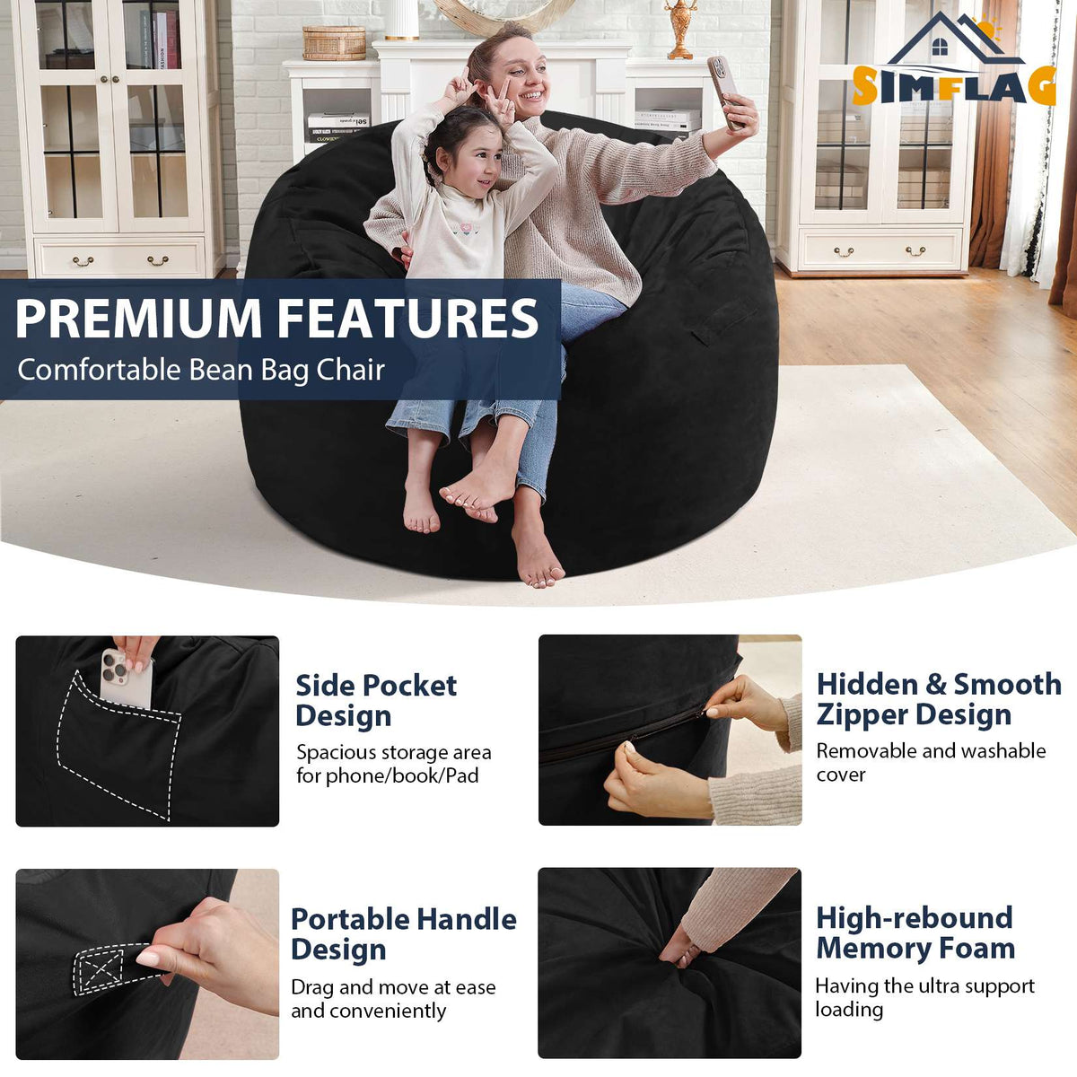 HABUTWAY® Dutch Velvet Bean Bag Chair New