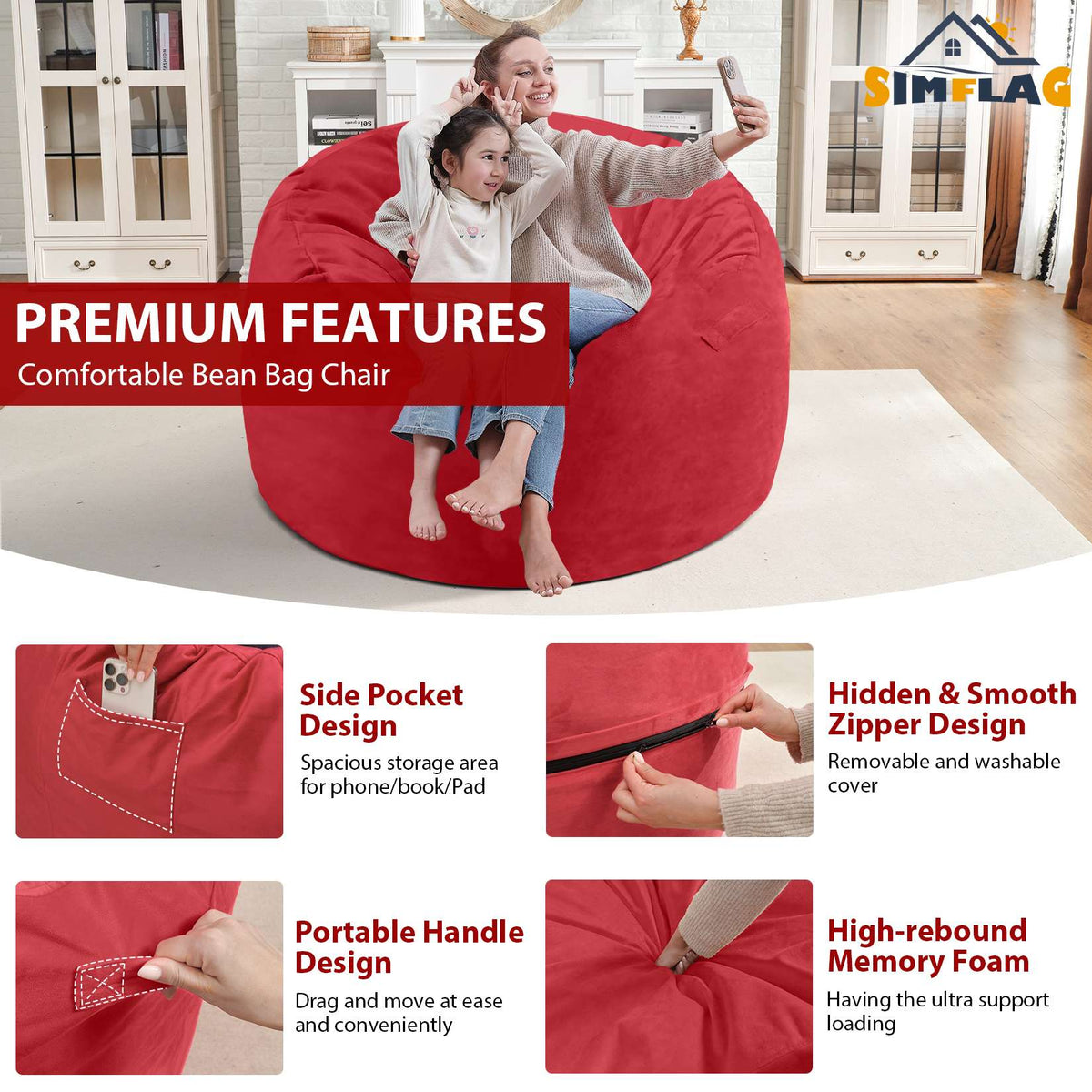 HABUTWAY® Dutch Velvet Bean Bag Chair New