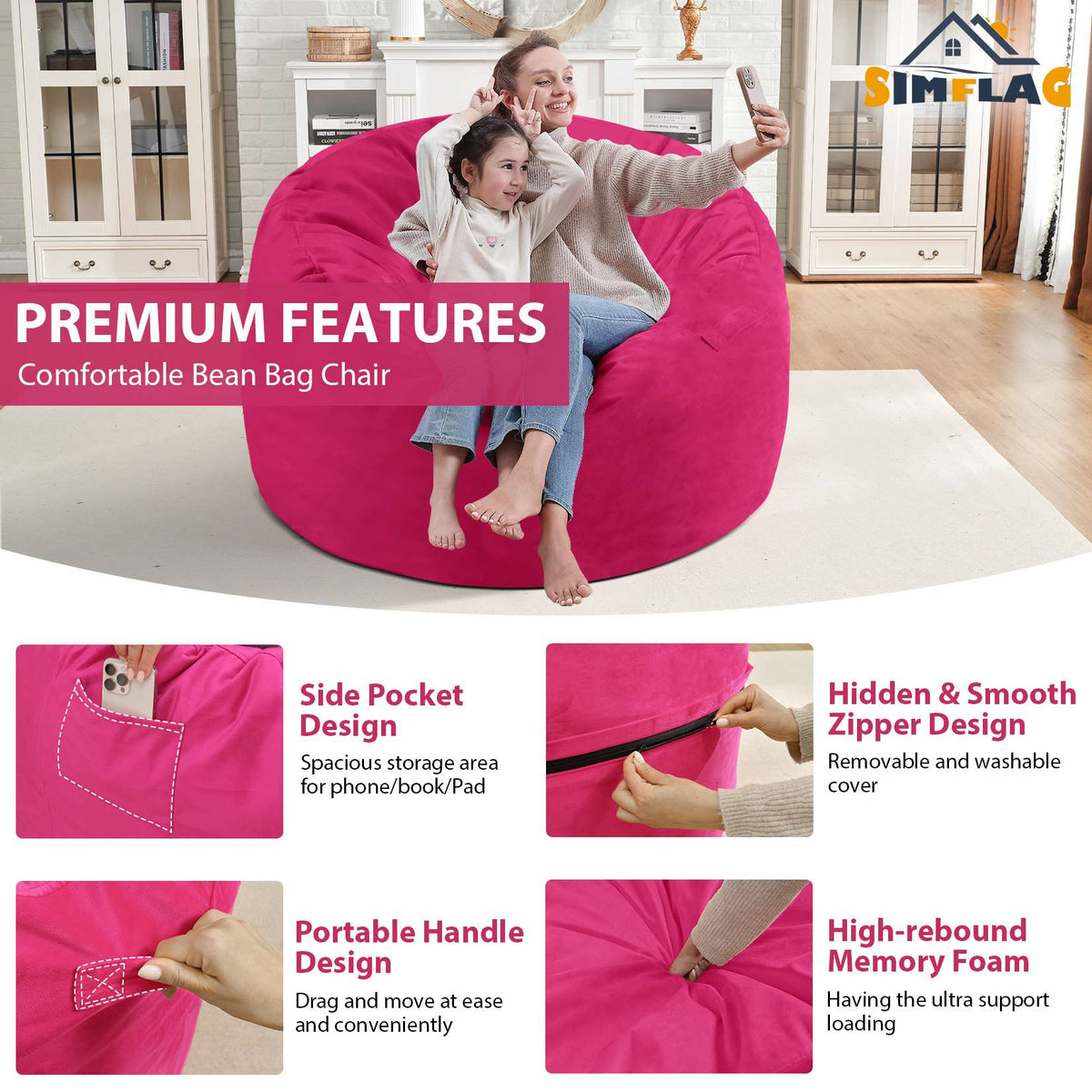 HABUTWAY® Dutch Velvet Bean Bag Chair New
