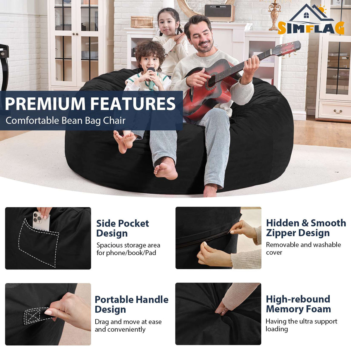 HABUTWAY® Dutch Velvet Bean Bag Chair New