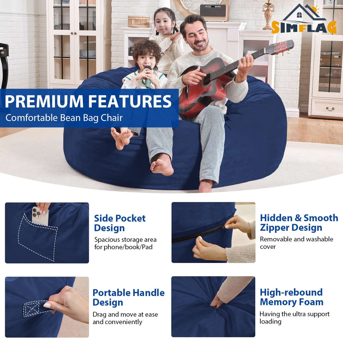 HABUTWAY® Dutch Velvet Bean Bag Chair New