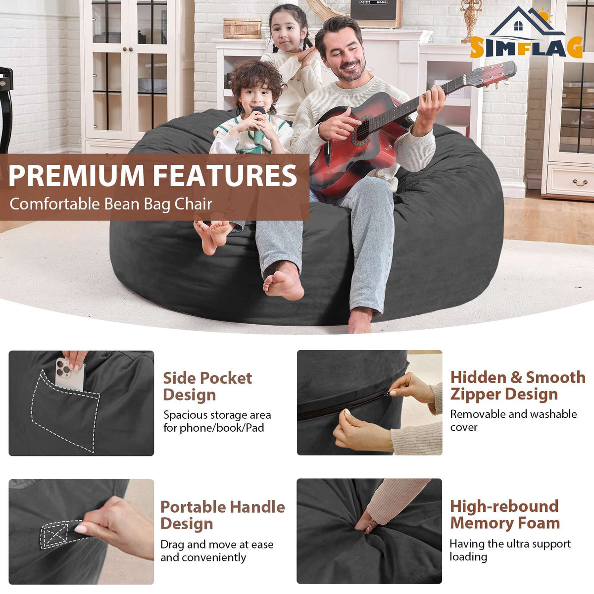 HABUTWAY® Dutch Velvet Bean Bag Chair New