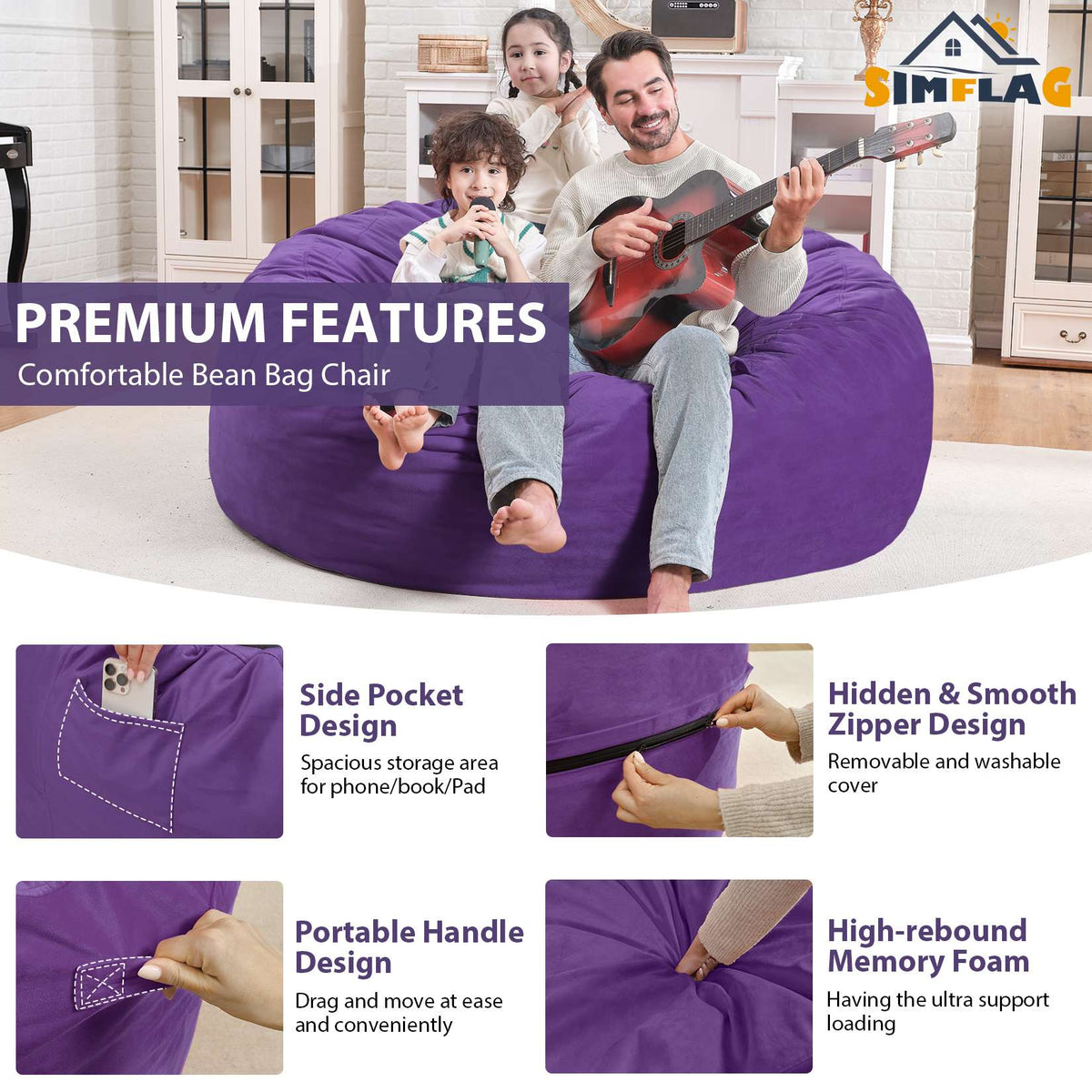 HABUTWAY® Dutch Velvet Bean Bag Chair New