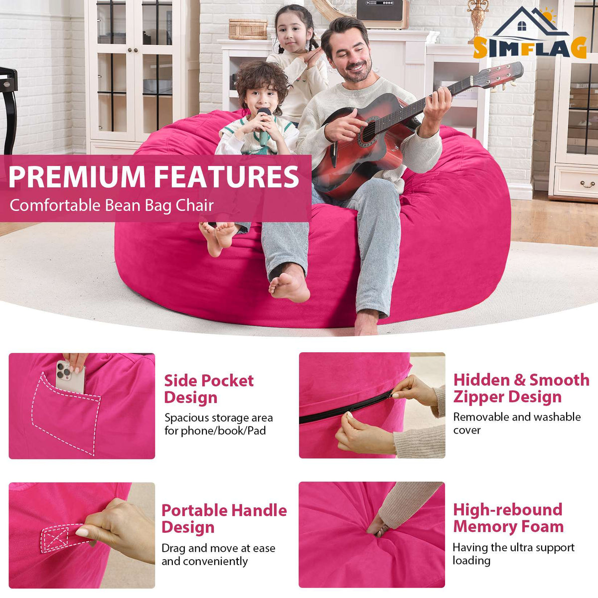 HABUTWAY® Dutch Velvet Bean Bag Chair New